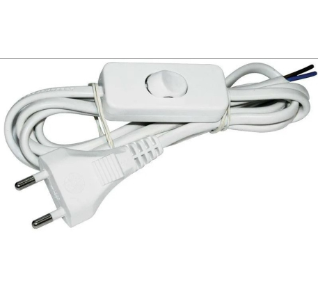 Выключатель для бра белый с сетевым кабелем 2м IP20 УШ-1КВ IEK фото 1